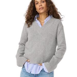 NWT Unsubscribed Winter-Weight Cashmere V-Neck Sweater SZ Medium Gray